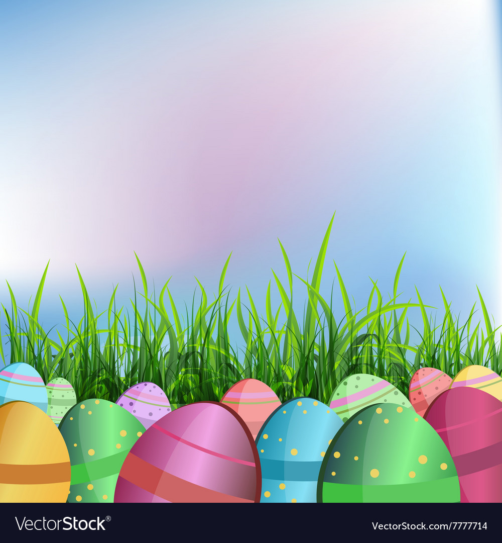 Easter eggs in lawn Royalty Free Vector Image - VectorStock