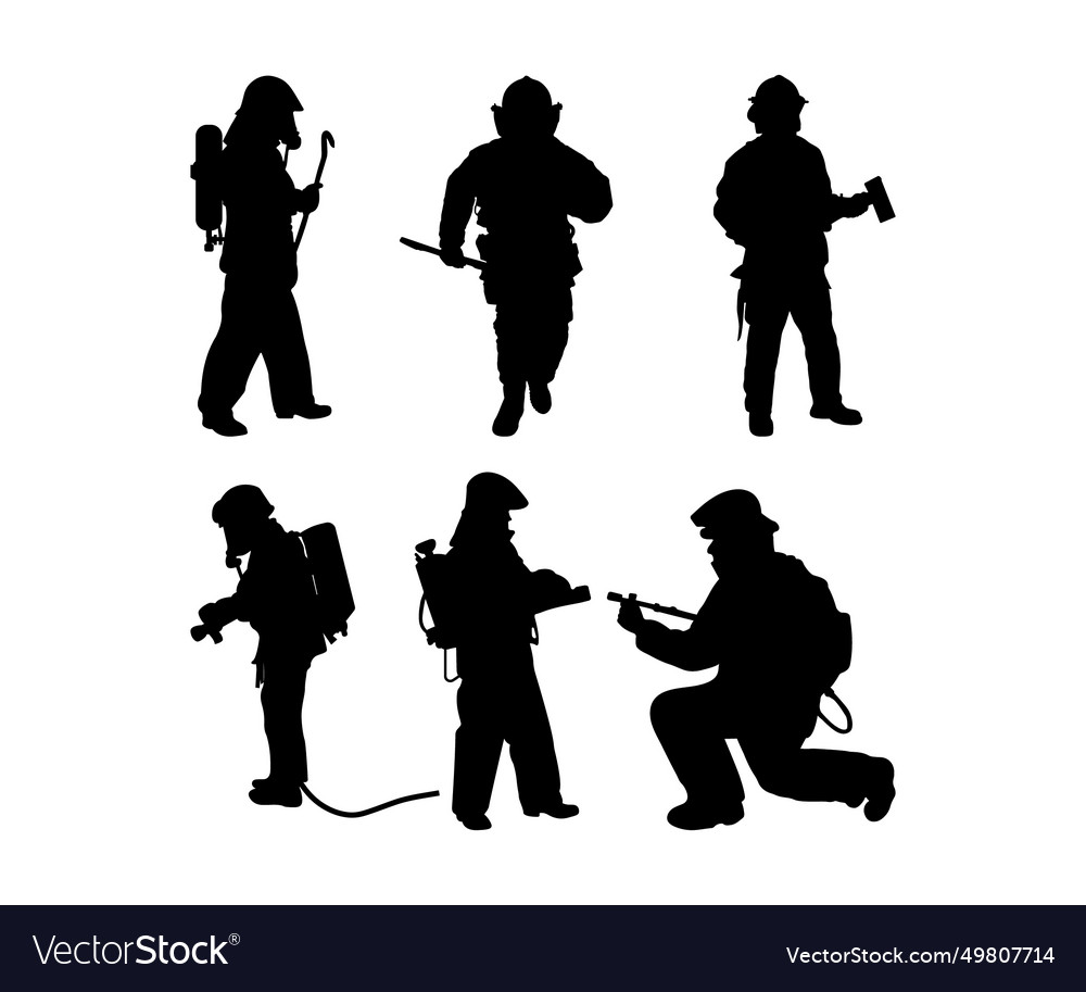 Fire fighter fire fighter silhouette firefighte Vector Image