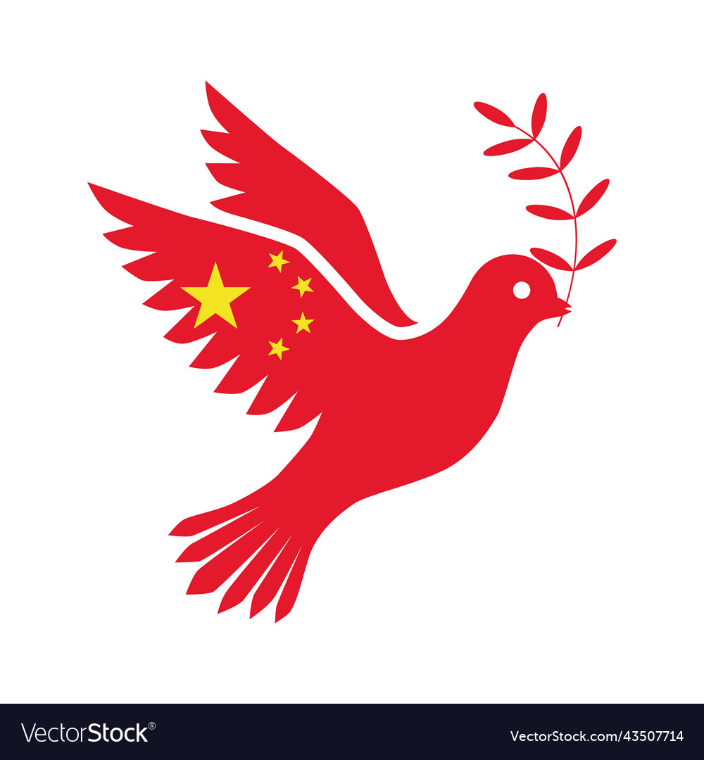 Flag of china is made in the shape a bird o Vector Image