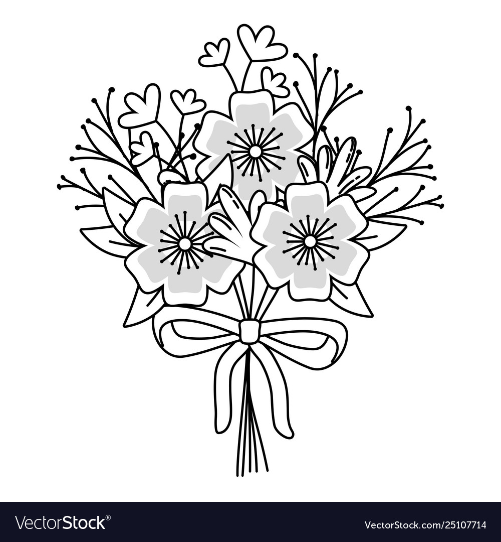 Floral nature flowers cartoon Royalty Free Vector Image