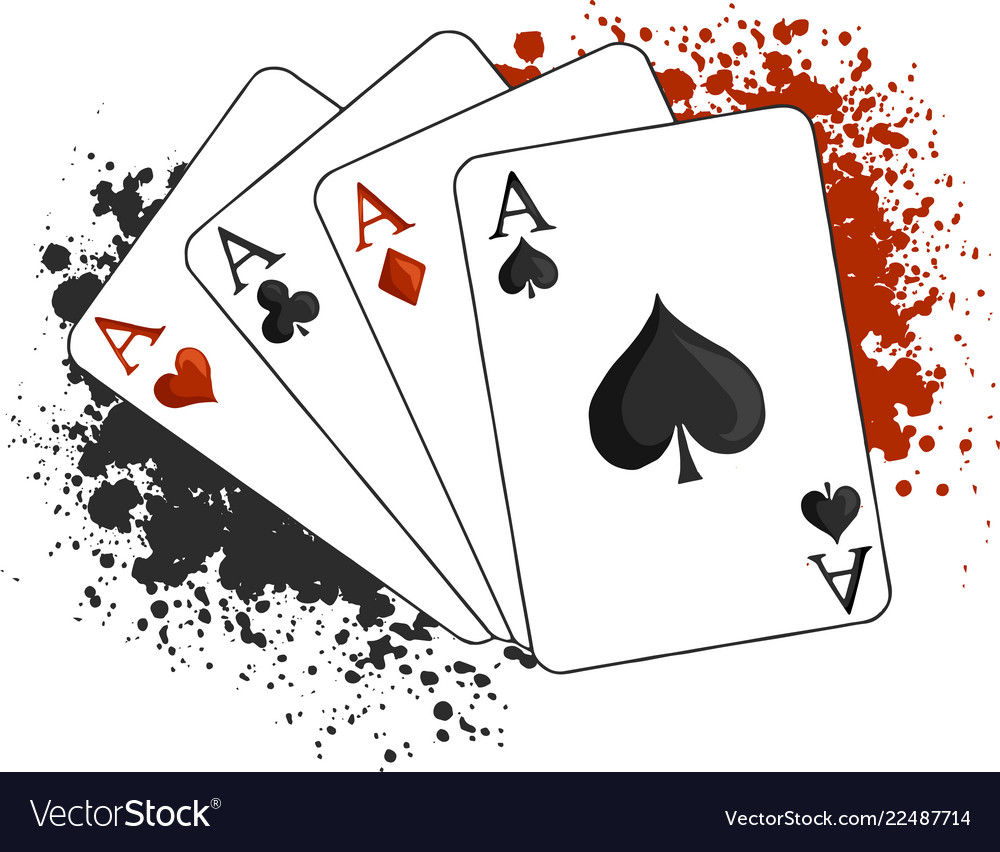 Four aces poker playing cards on white Royalty Free Vector