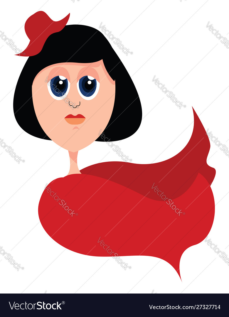 Girl in red dress on white background