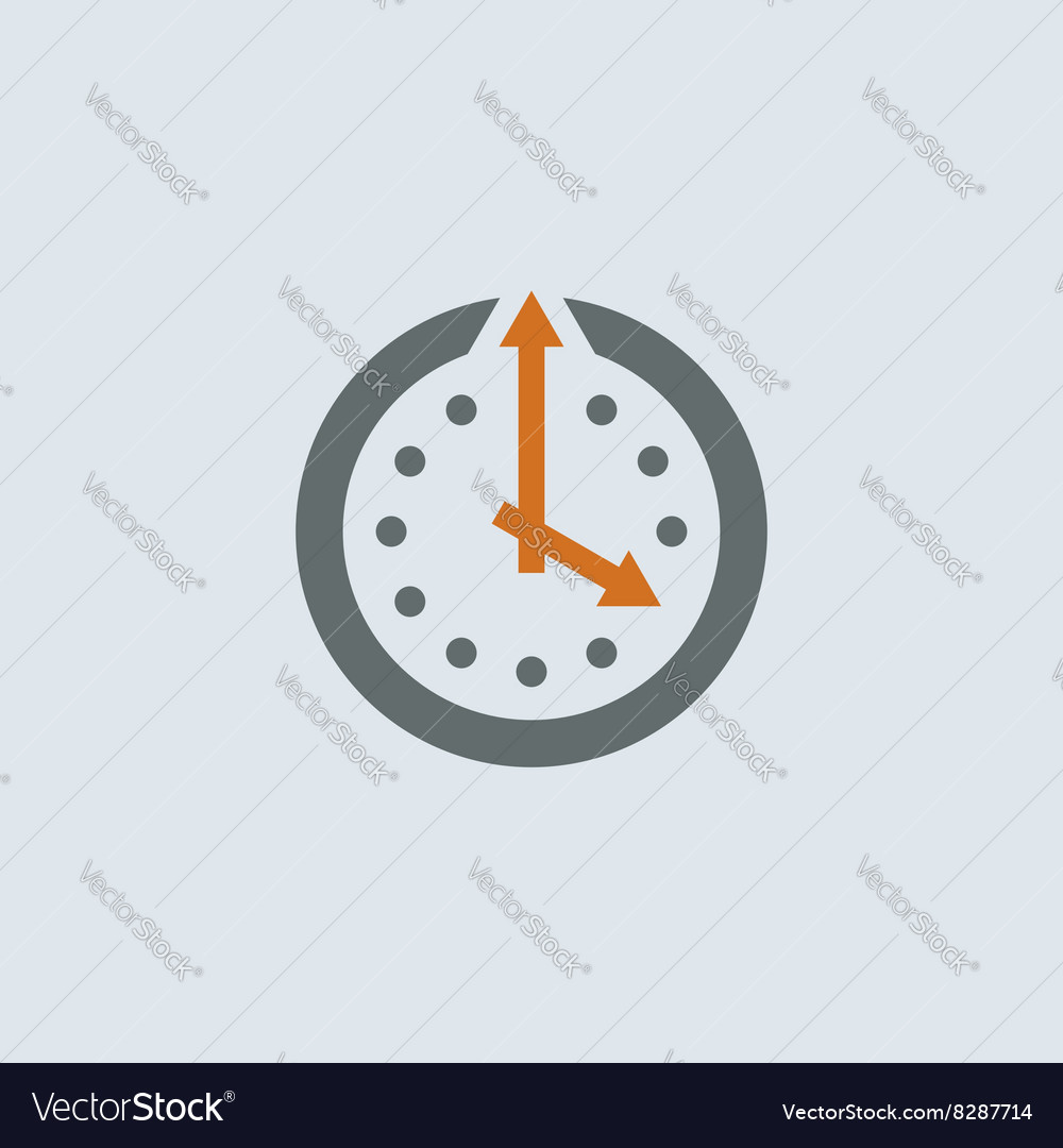 Gray-orange clock round icon