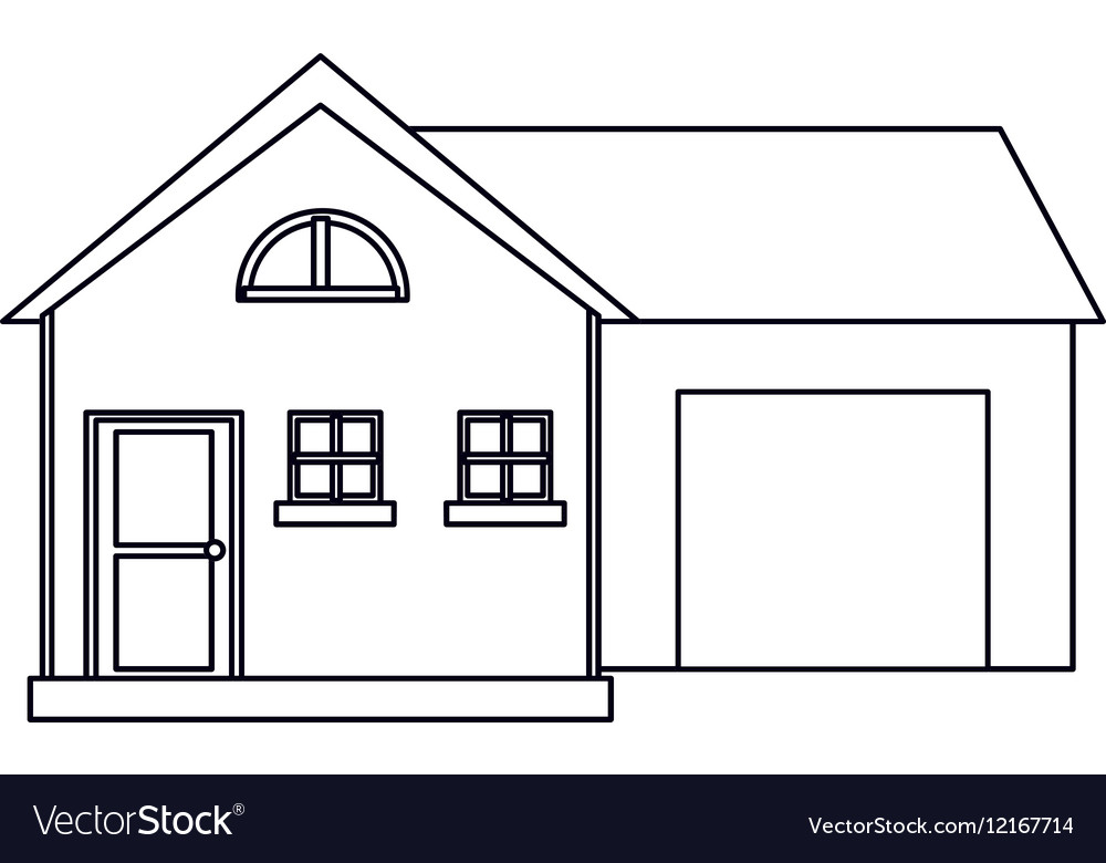 Download House modern style with garage outline Royalty Free Vector