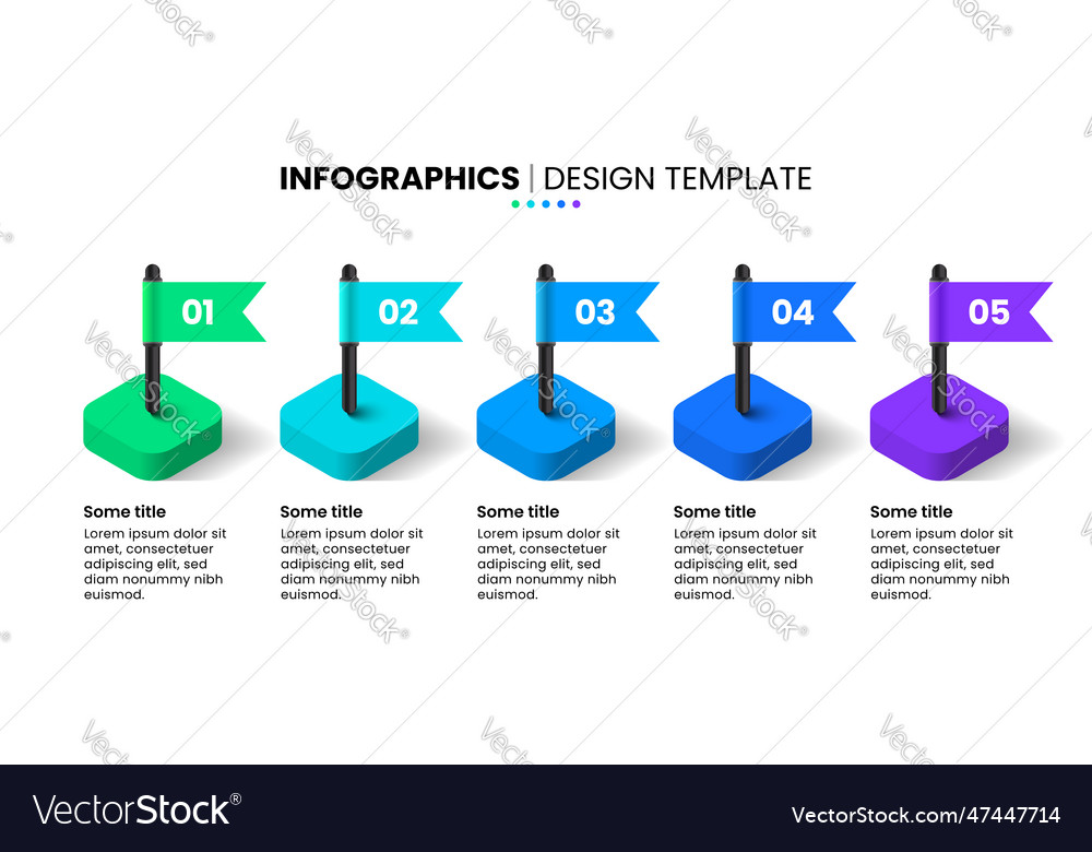 Infographic template 5 flags with numbers and text vector image Infographic template 5 flags with numbers and text