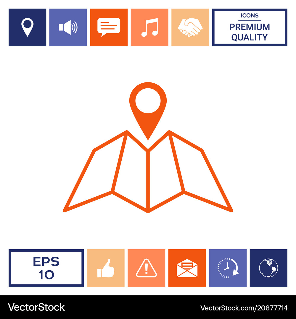 Map icon with pin pointer Royalty Free Vector Image