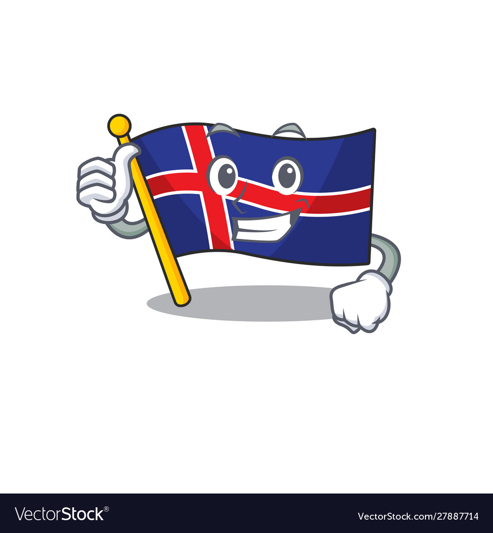 Mascot flag iceland thumbs up character shape