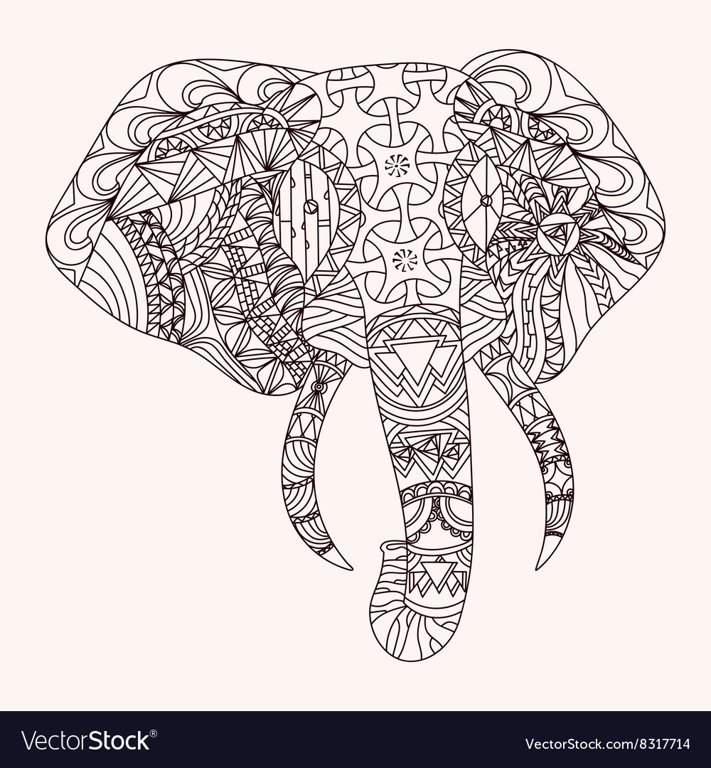 patterned elephant zentangle style royalty free vector image