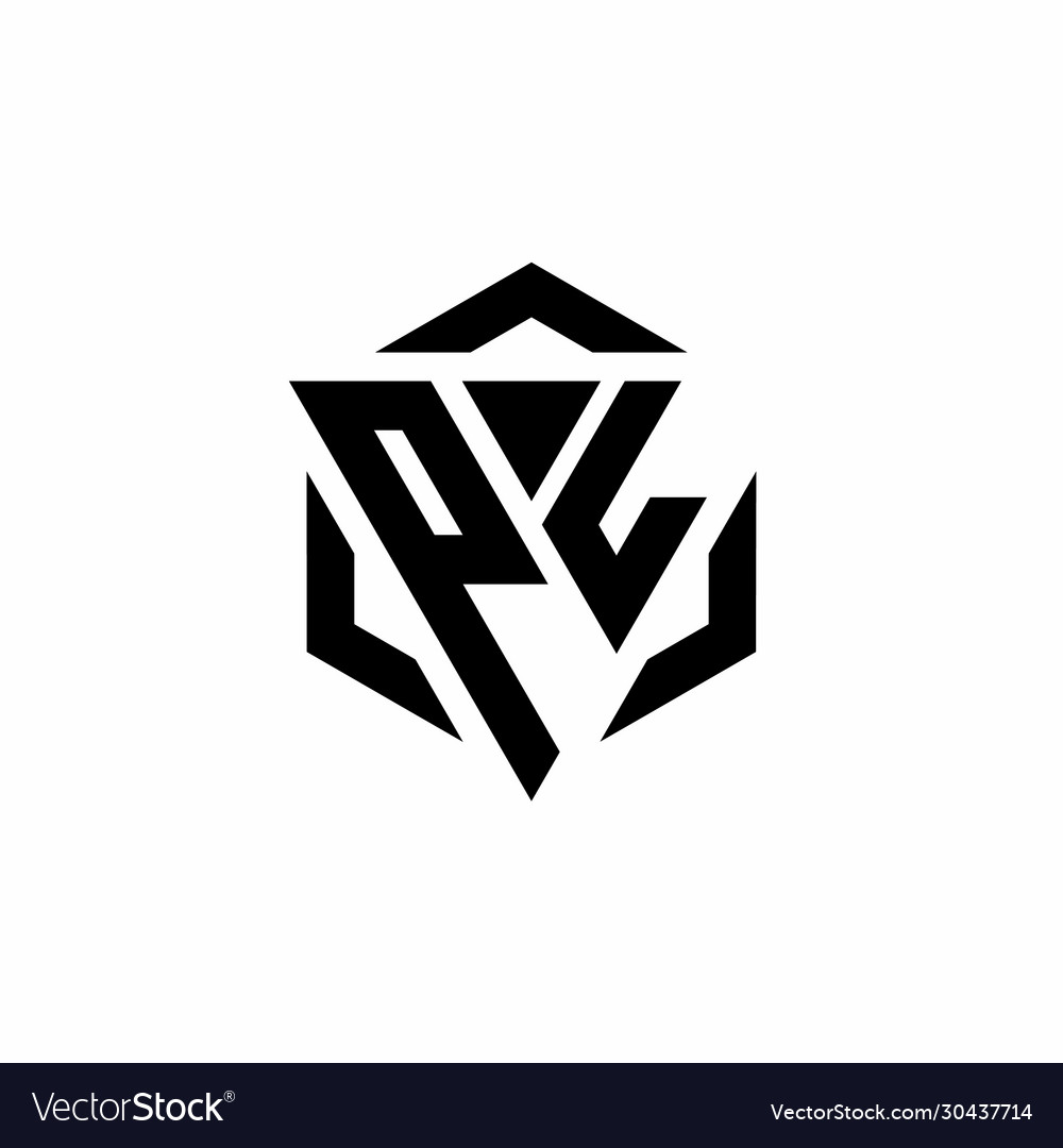 Pl logo monogram with triangle and hexagon modern