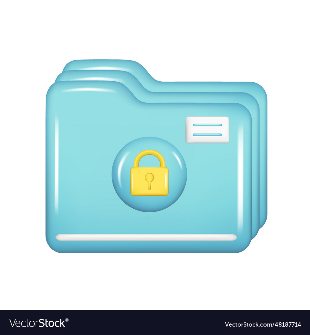 Realistic 3d blue folder with lock icon Royalty Free Vector