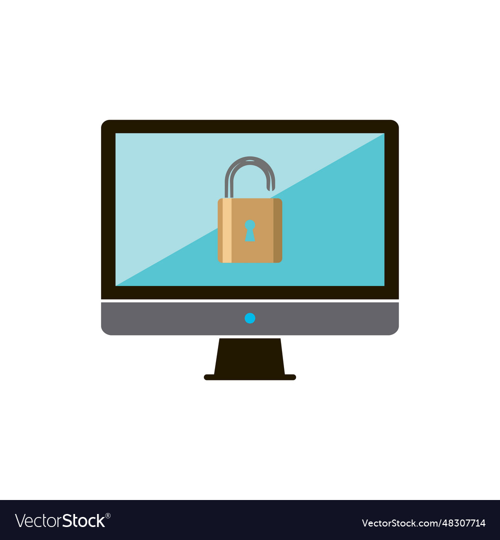 Security computer lock icon logo design element vector image Security computer lock icon logo design element