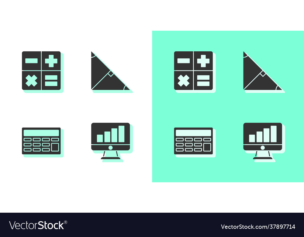Computermonitor mit Diagrammdiagrammrechner einstellen vector image Computermonitor mit Diagrammdiagrammrechner einstellen