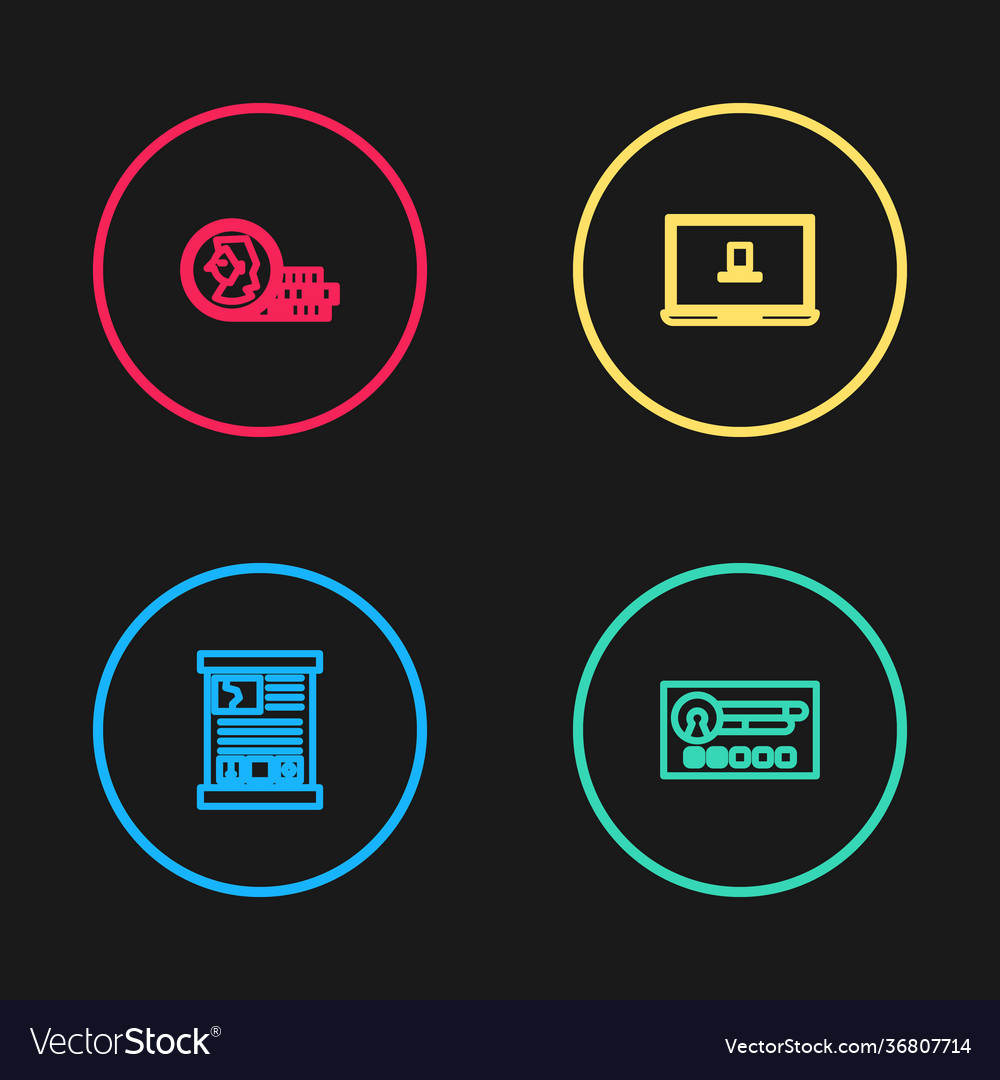 Set line game guide create account screen laptop vector image Set line game guide create account screen laptop