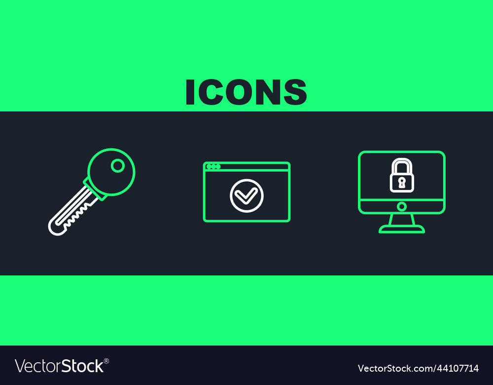 Set line lock on computer monitor screen key vector image Set line lock on computer monitor screen key