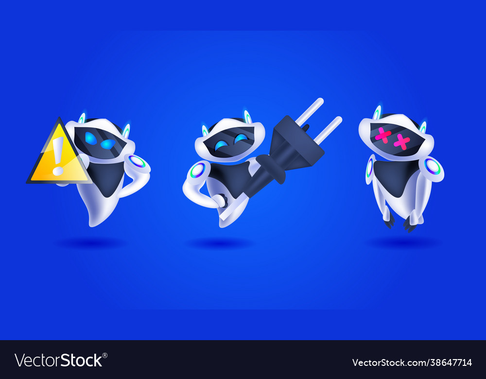 Set modern robots charging artificial intelligence Vector Image Set modern robots charging artificial intelligence
