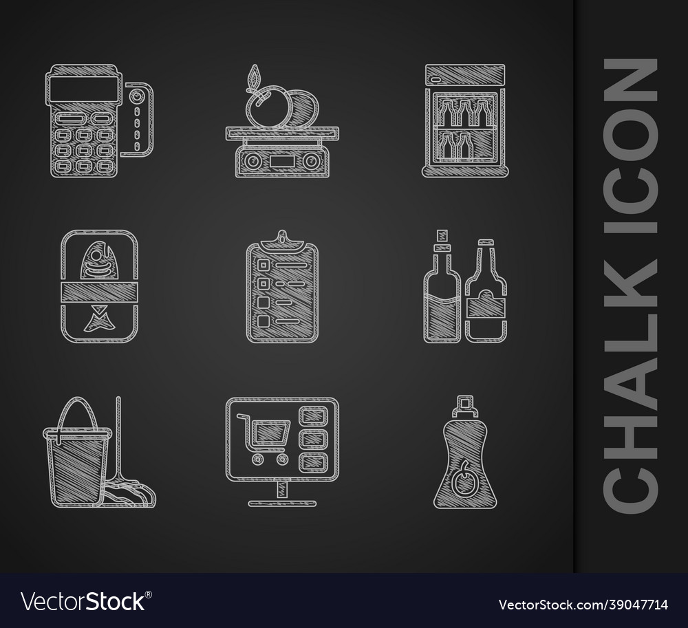Set shopping list cart on computer sauce bottle vector image Set shopping list cart on computer sauce bottle