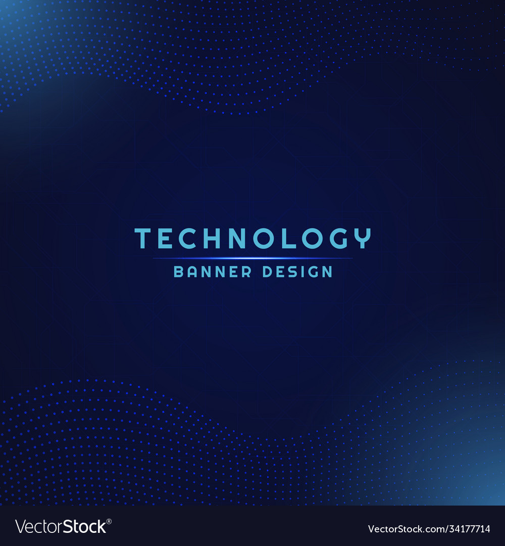 Technology banner dot pattern wave flow design