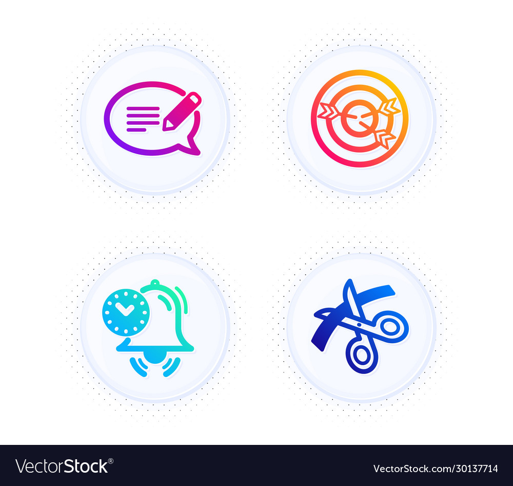 Time management targeting and message icons set vector image Time management targeting and message icons set