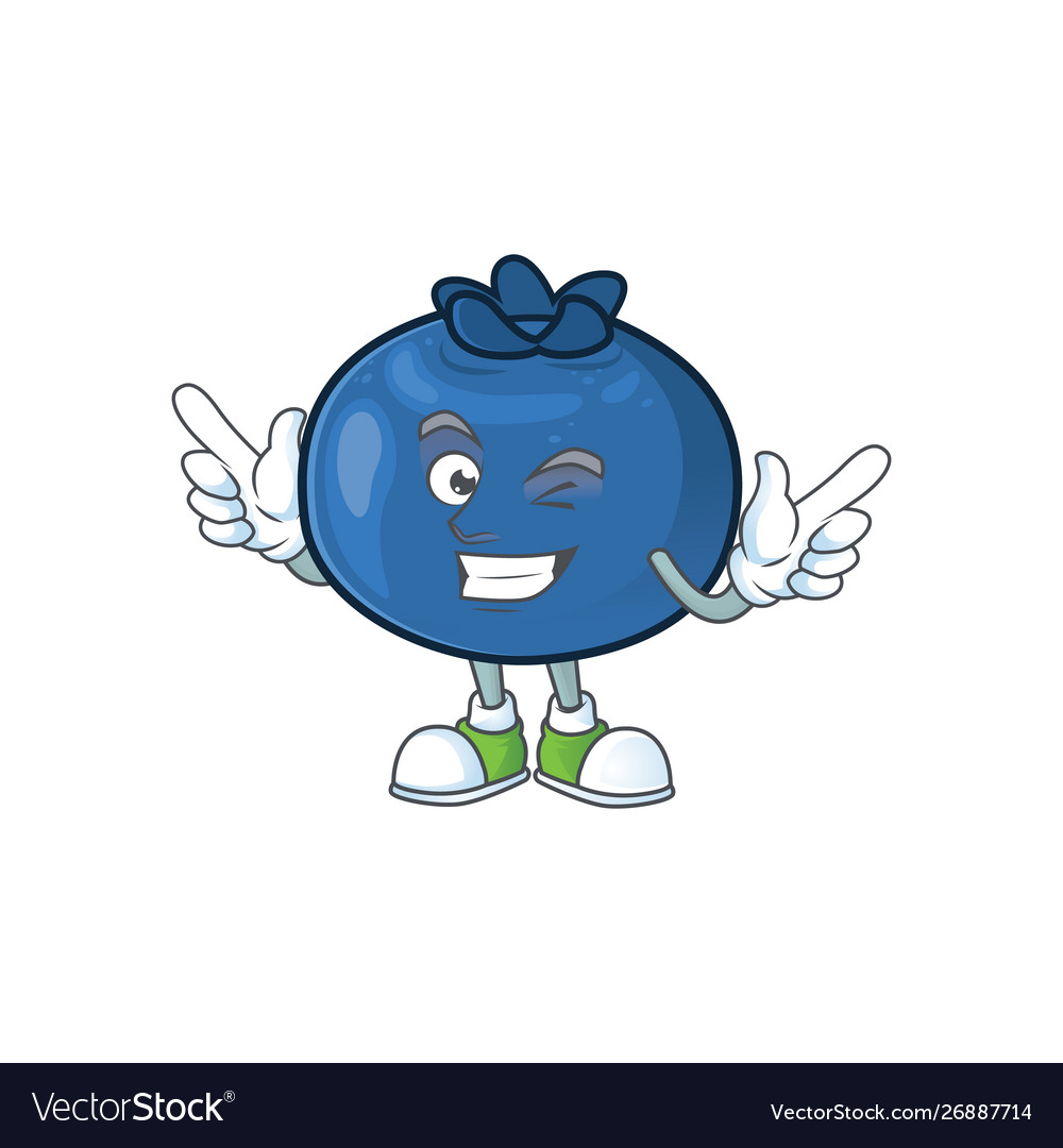 Wink cartoon funny blueberry fruit with mascot Vector Image