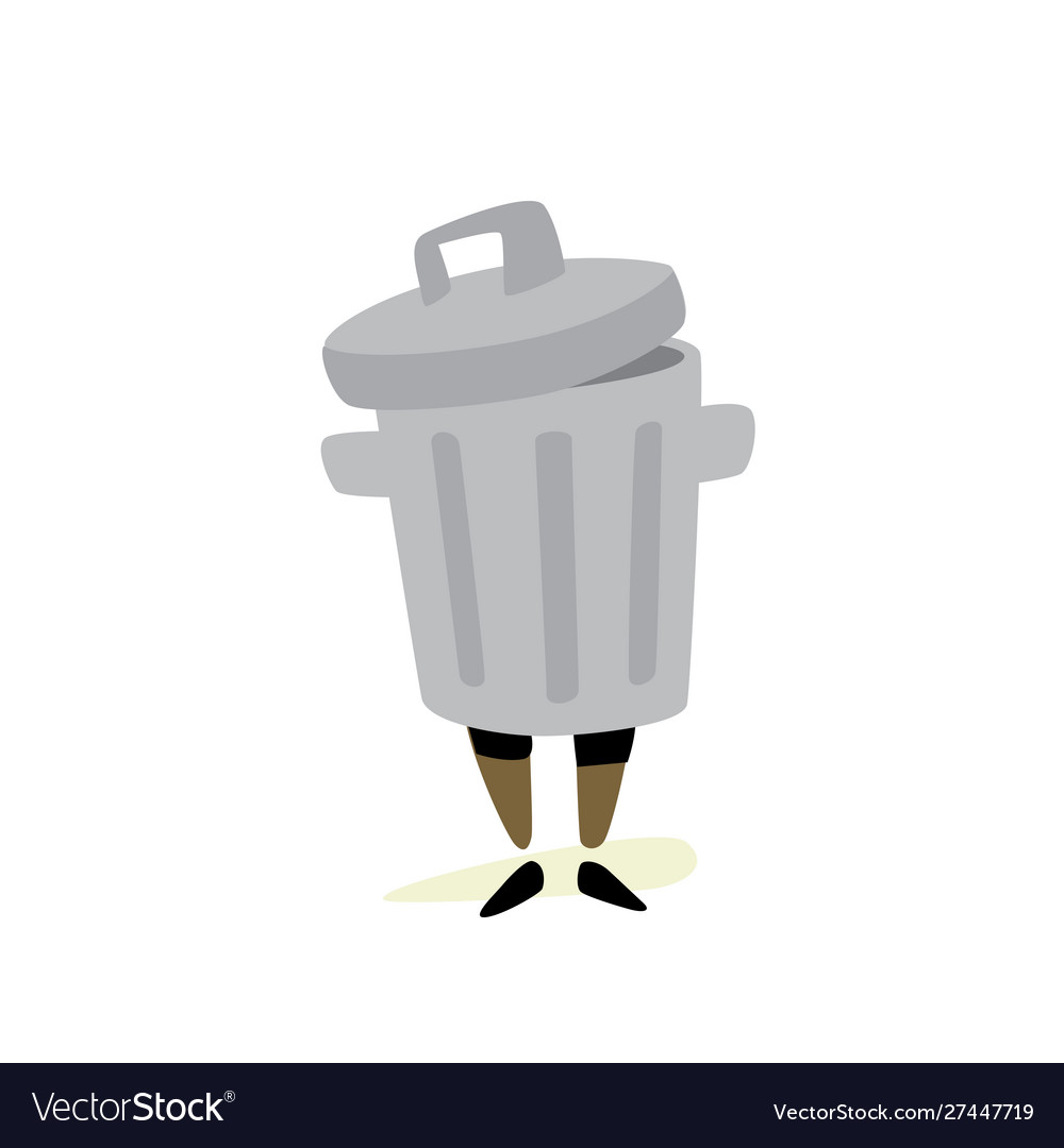 A trash can character for stickers garbage