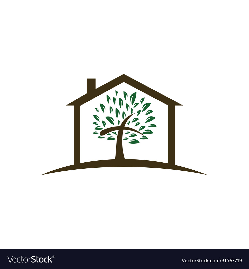 Abstract home and tree religious cross design