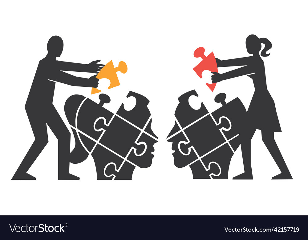 Couplemutual understanding and dialog puzzle vector image Couplemutual understanding and dialog puzzle