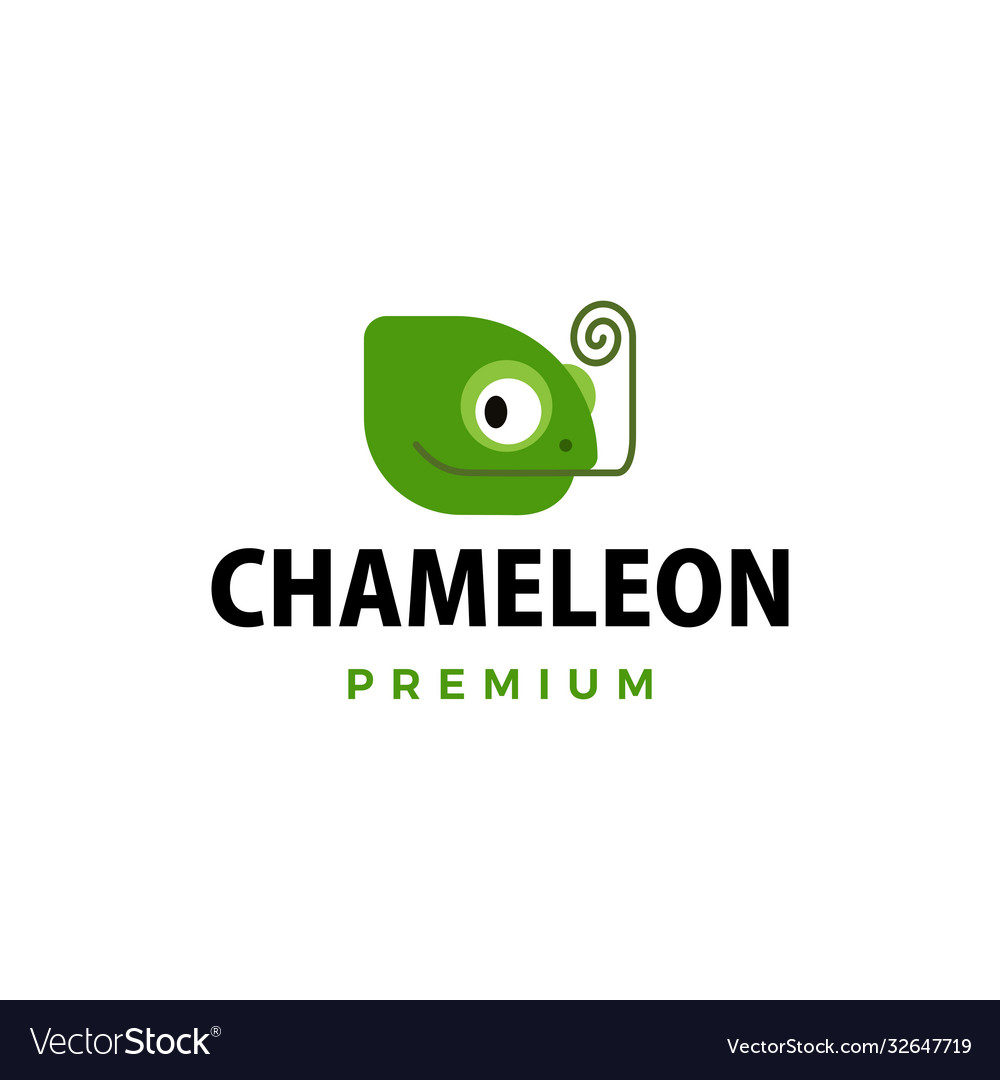 Cute little chameleon cartoon logo icon