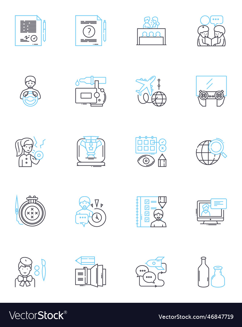 Desk organizers linear icons set drawer file Vector Image Desk organizers linear icons set drawer file