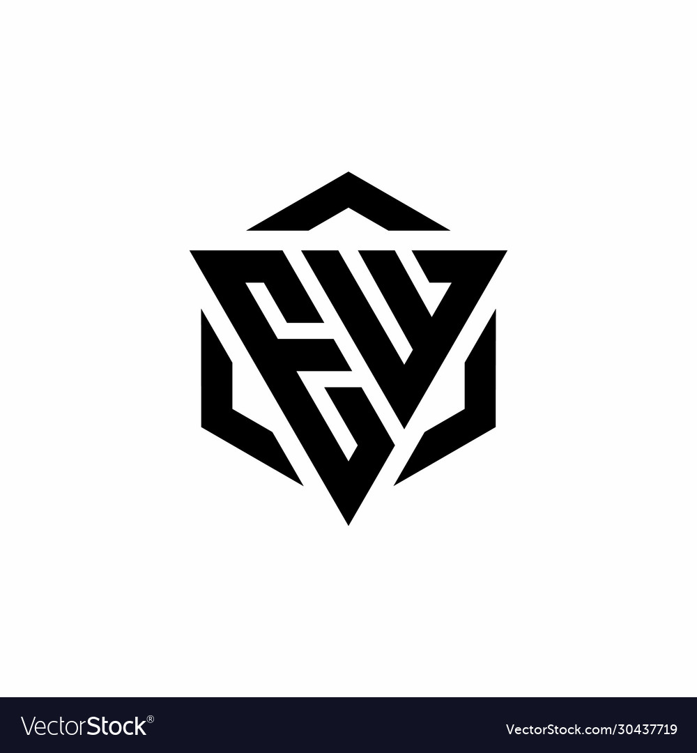 Ew logo monogram with triangle and hexagon modern