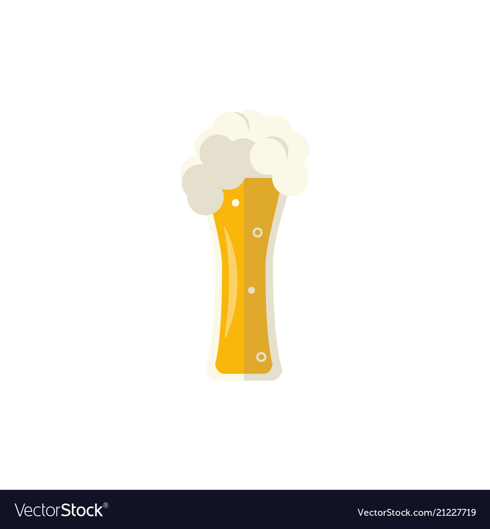 Flat mug of golden beer with foam