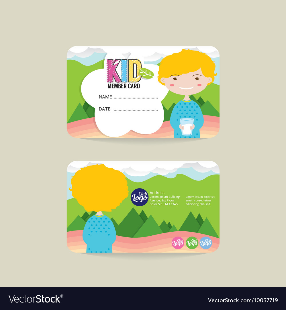 Front and back vip kids member card template Vector Image Pertaining To Credit Card Template For Kids