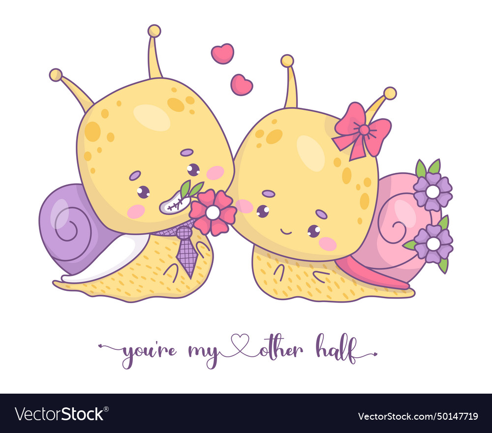 Funny couple of snails in love valentines card