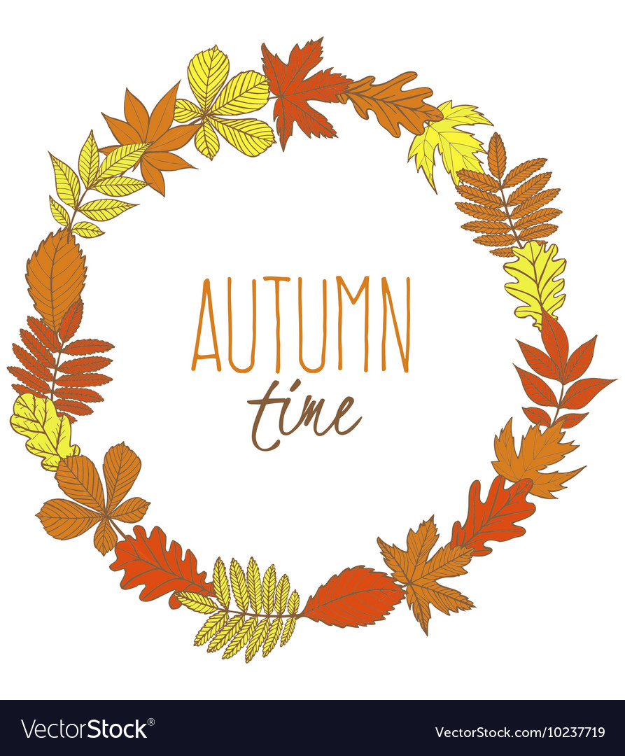 Hand-drawn garland with autumn leaves
