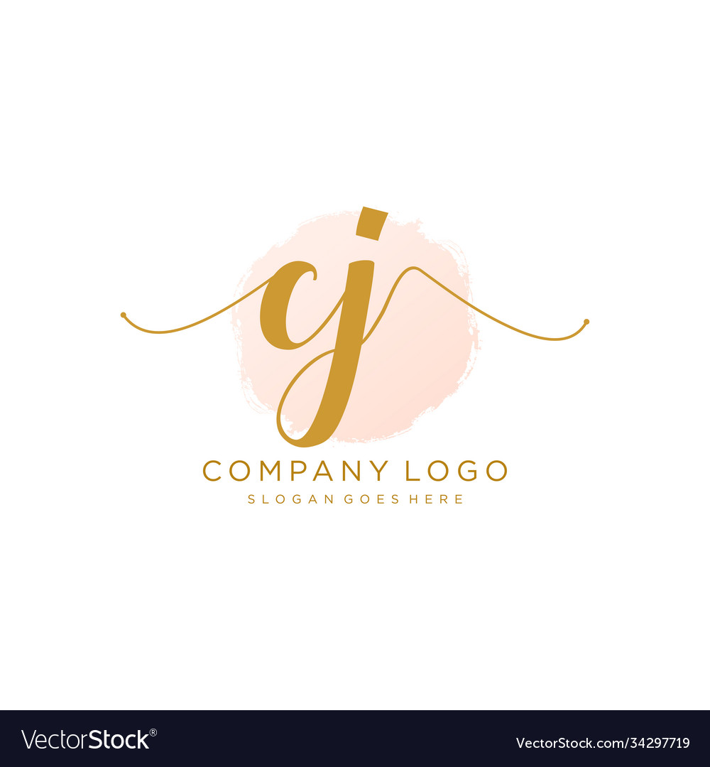 Initial cj handwriting logo with circle template Vector Image