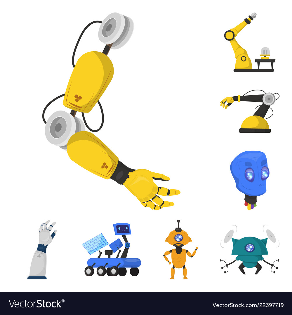 Isolated object of robot and factory icon vector image Isolated object of robot and factory icon