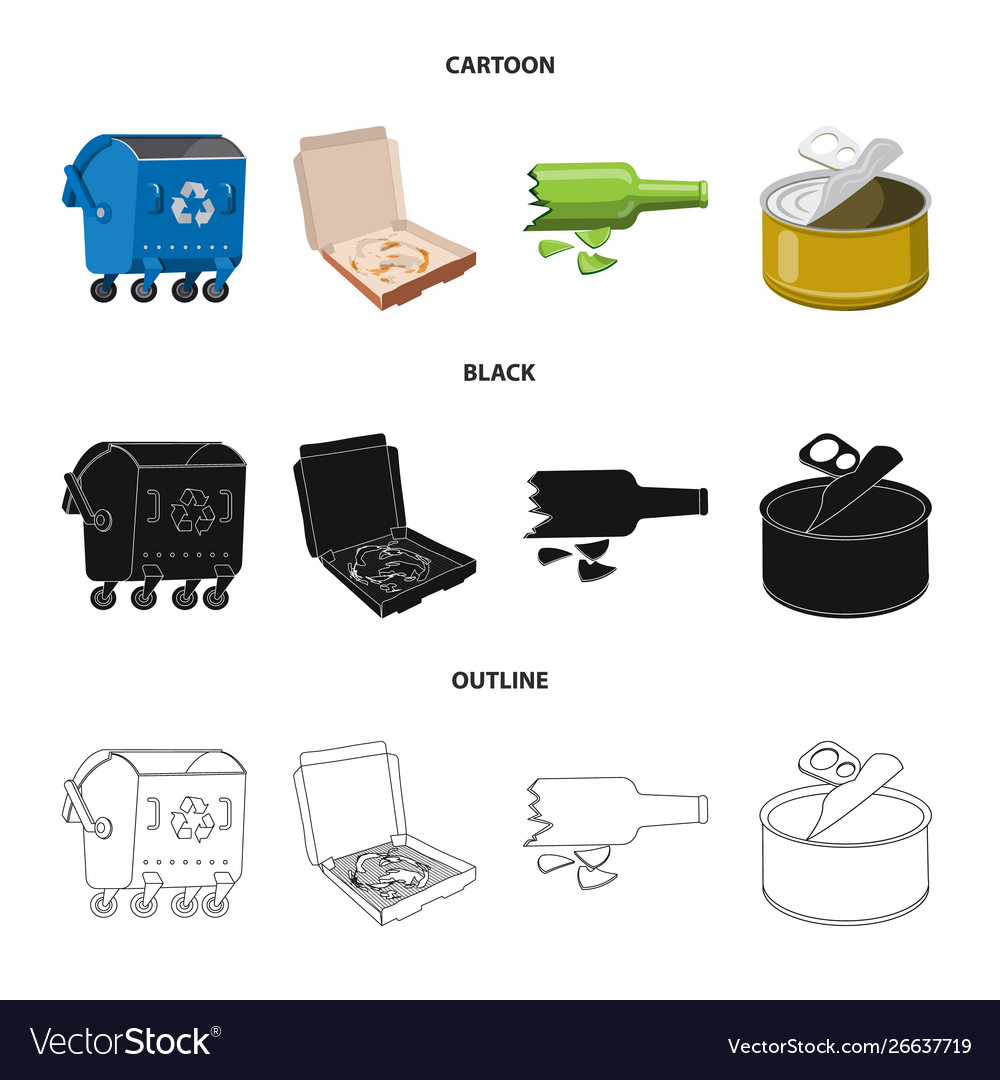 Isolated object refuse and junk sign set