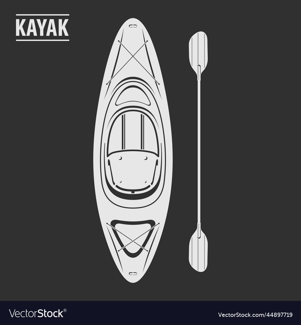 Kayak with paddle isolated on a dark background vector image Kayak with paddle isolated on a dark background
