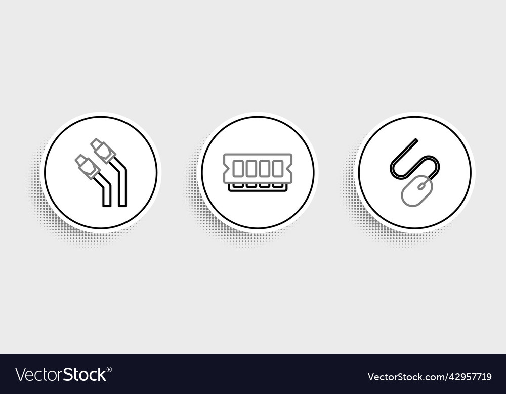Set line computer mouse lan cable network vector image Set line computer mouse lan cable network