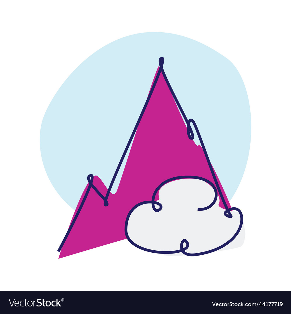 Simple flat color mount peak continuous line vector image Simple flat color mount peak continuous line
