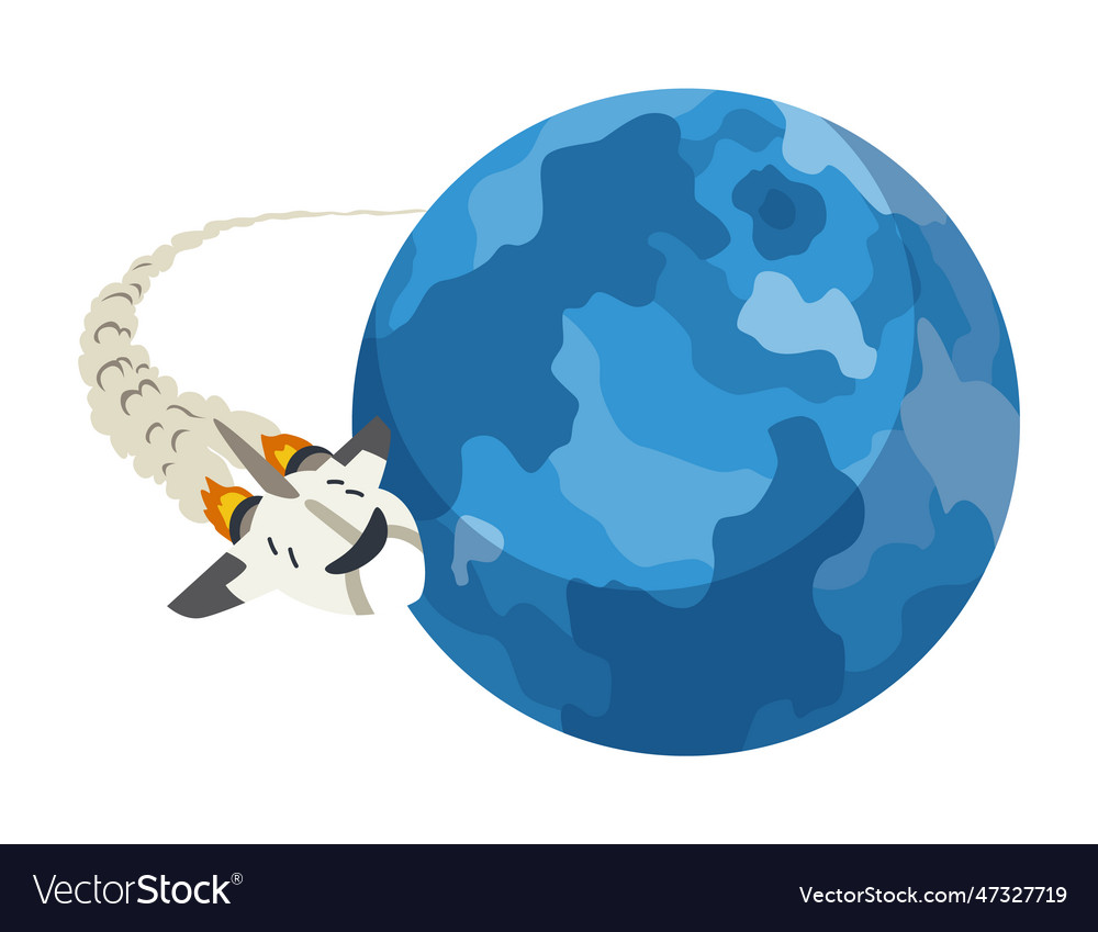 Space element isometric planet with spaceship vector image Space element isometric planet with spaceship