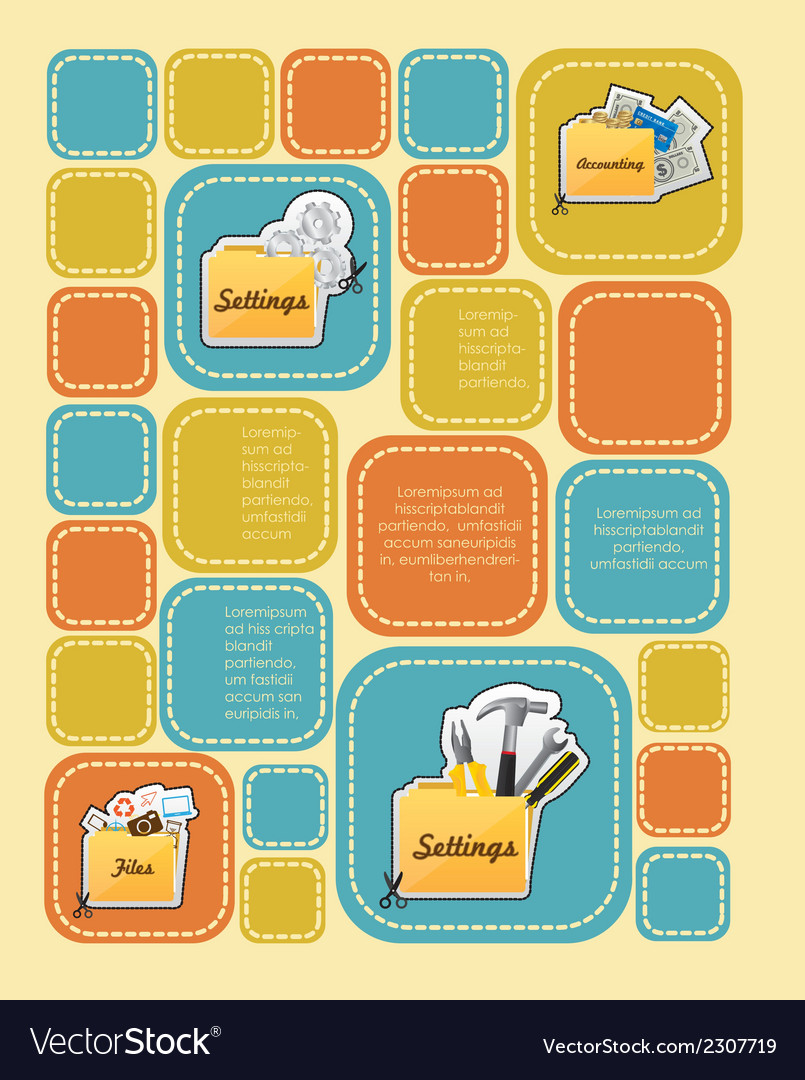 Square label with space for text and icons