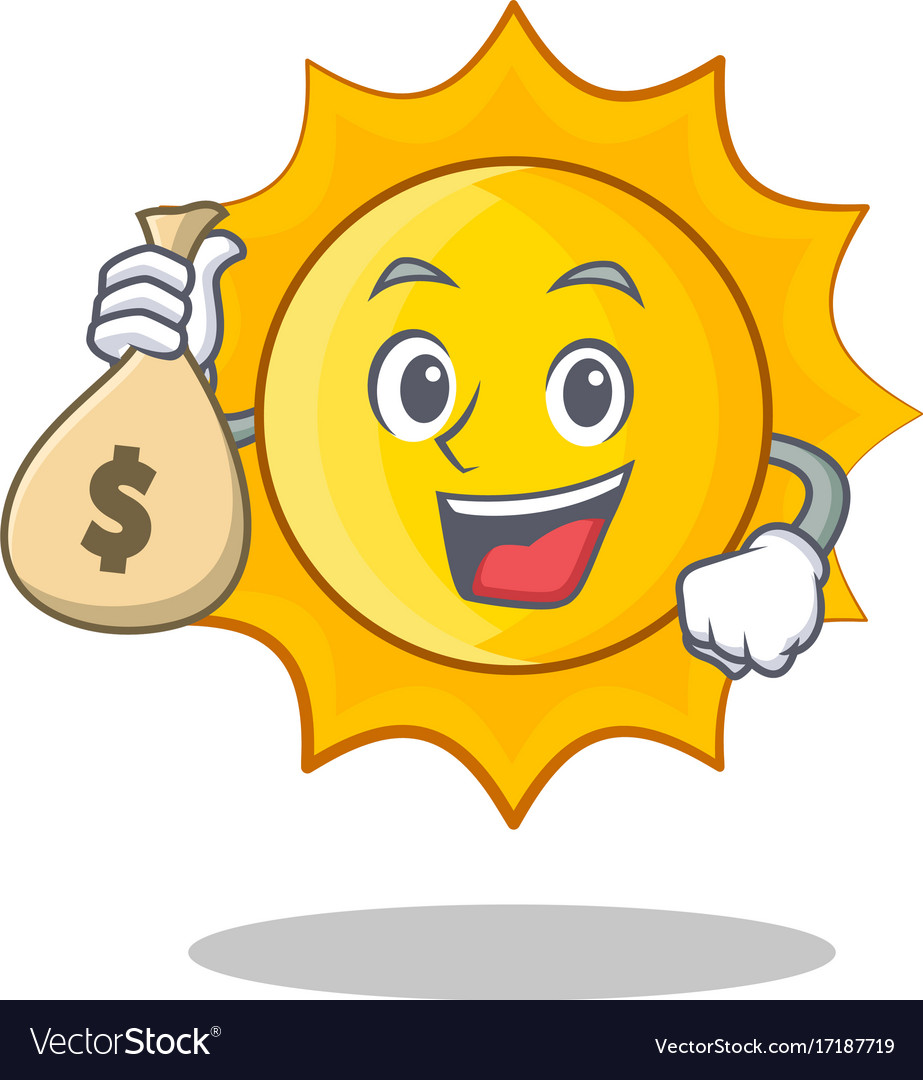 With money bag cute sun character cartoon