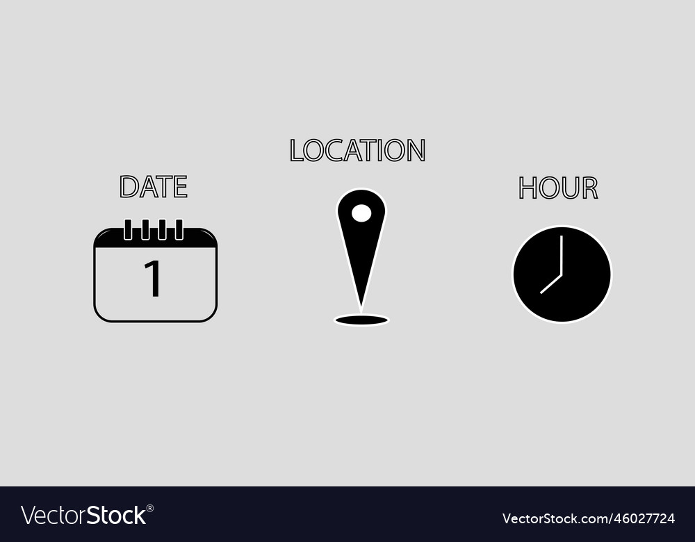 A navigation calendar date and location time Vector Image A navigation calendar date and location time