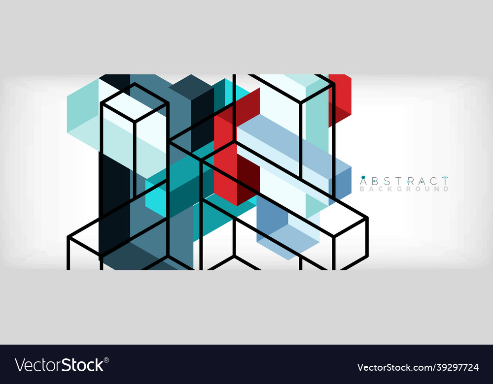 Abstract background 3d cubes cubic elements vector image Abstract background 3d cubes cubic elements