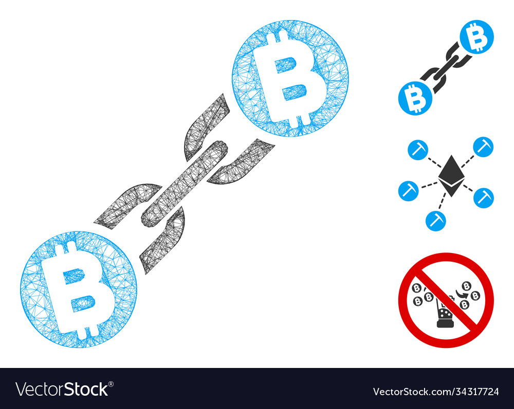 Bitcoin blockchain polygonal web mesh vector image Bitcoin blockchain polygonal web mesh