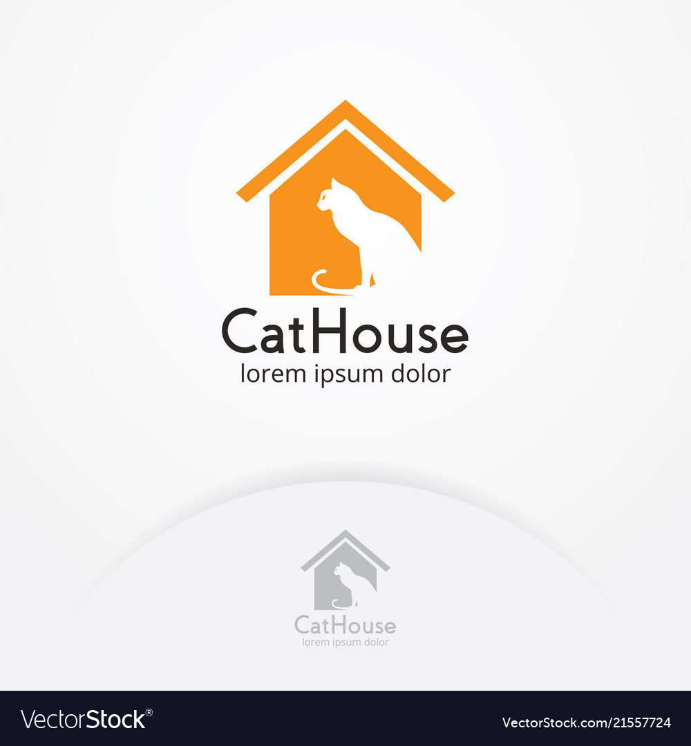 Cat home logo design vector image Cat home logo design