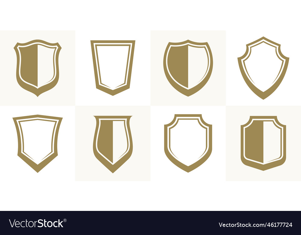 Classical shields collection design elements vector image Classical shields collection design elements