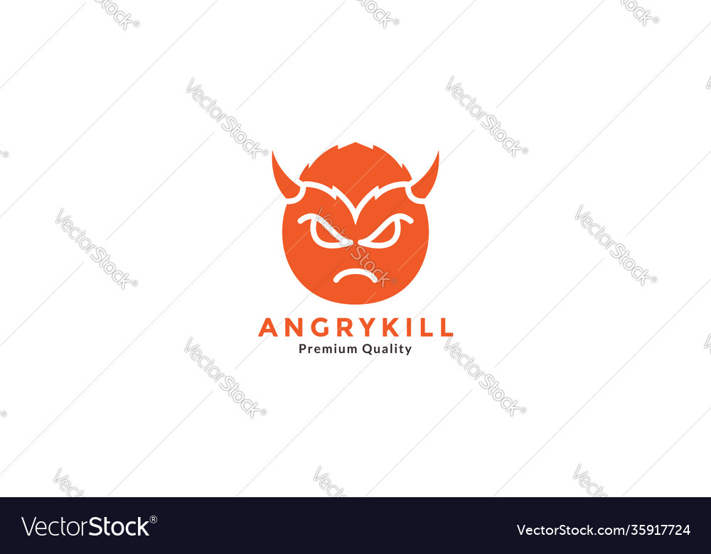 Cute devil angry with horn flat logo symbol icon