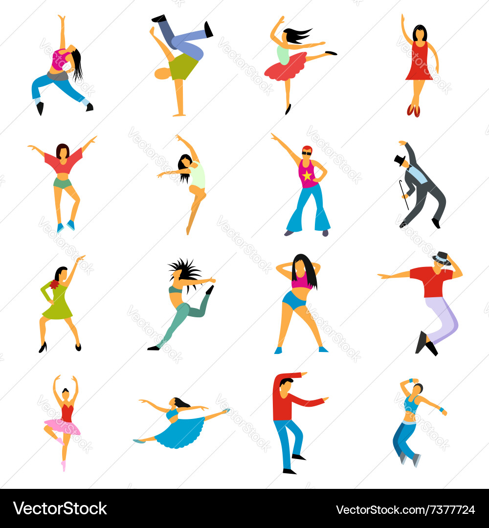 Dances flat icons set Royalty Free Vector Image