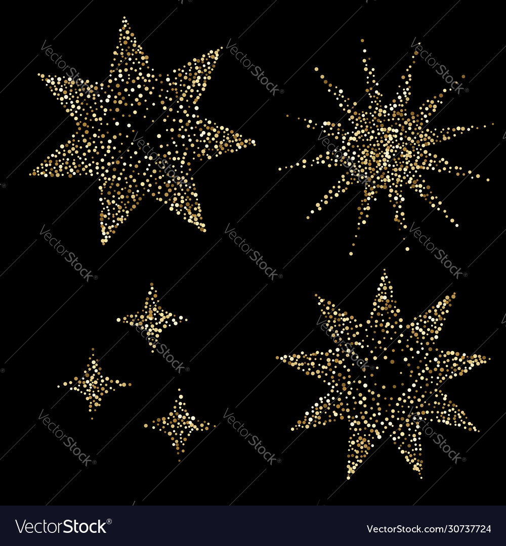 Luxury golden stars on black gold glittering vector image Luxury golden stars on black gold glittering